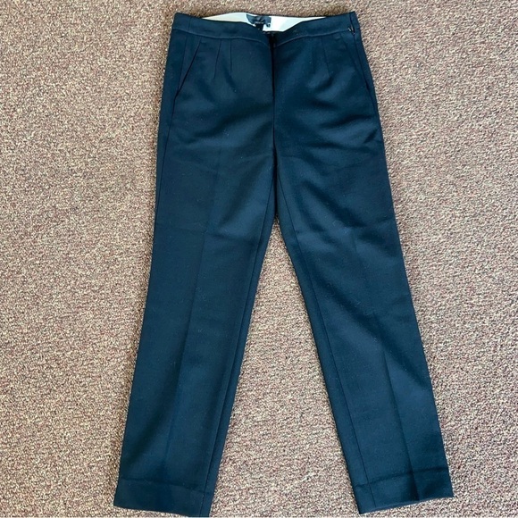 J Crew black slacks with side zipper and darts for trim silhouette. Creased. - Picture 1 of 10